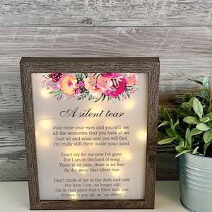 A Silent Tear, Sympathy Gift, Memorial Frame, Keepsake, Memory Frame, Bereavement Gift, Sympathy Frame,  Memorial Shadow Box,