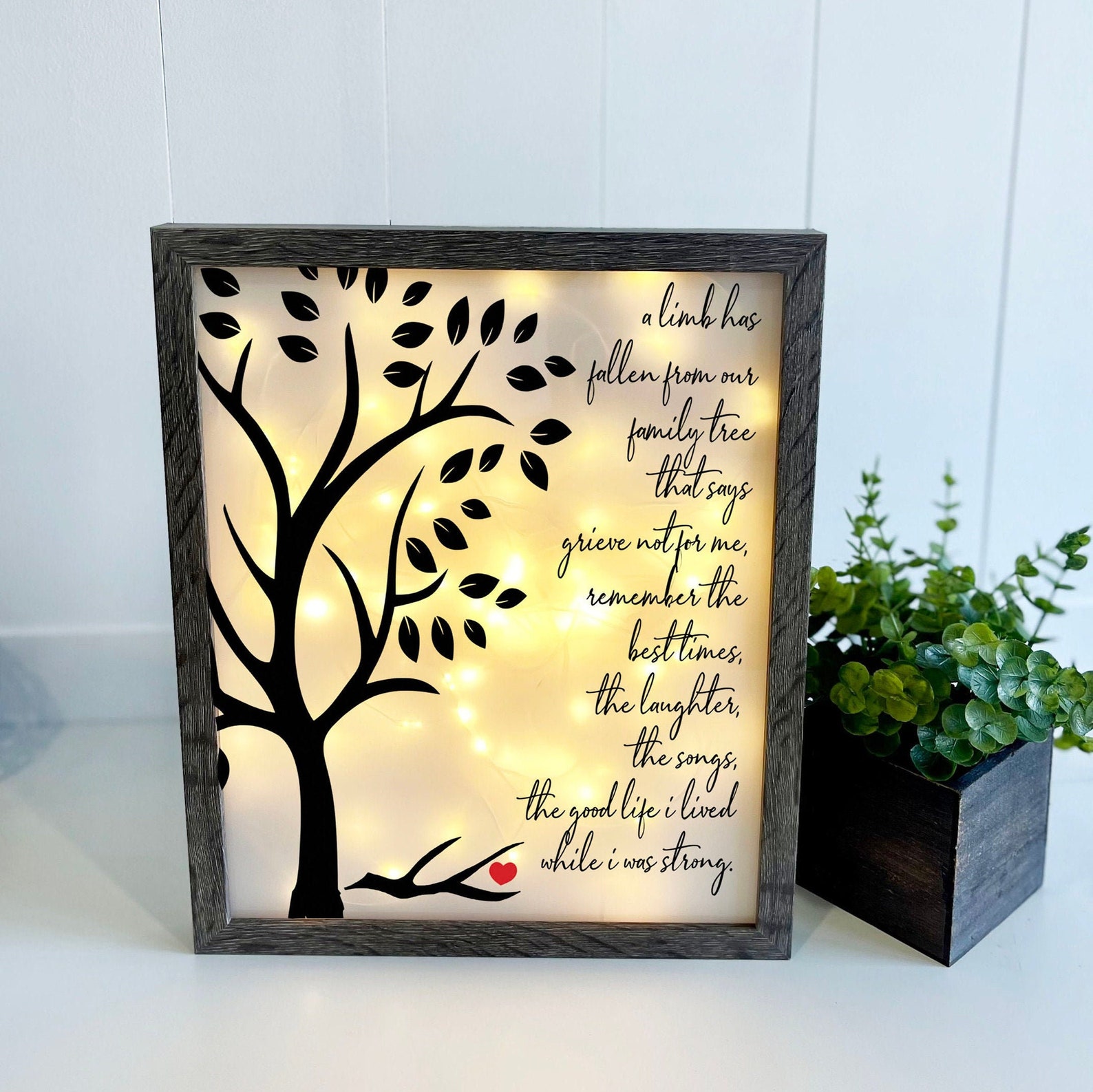 Shadow Box Grief A Limb Has Fallen Family Tree Memorial Shadow Box | Bereavement ...