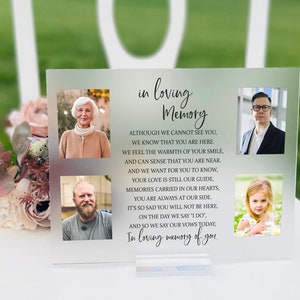 Reserved Acrylic Memorial Sign, Acrylic Memorial Sign, Frosted Acrylic Wedding Memorial, Say Our Vows In Memory Of You Wedding Sign for Loss