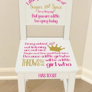Professionally Printed, Children&#39;s Chair, Girl&#39;s Inspirational Chair, Personalized Nursery Chair, Nursery Decor, Time out Chair, Good Girl