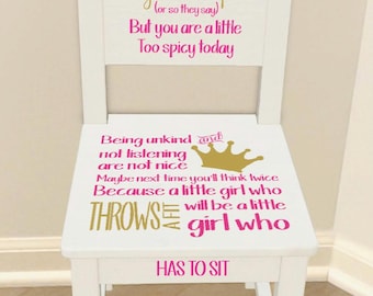 Professionally Printed, Children's Chair, Girl's Inspirational Chair, Personalized Nursery Chair, Nursery Decor, Time out Chair, Good Girl