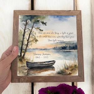 Light Remains Watercolor Memorial Framed Canvas with Quote | Personalized Remembrance Gift | 5x5 8x8 10x10 | Sympathy Wall Art