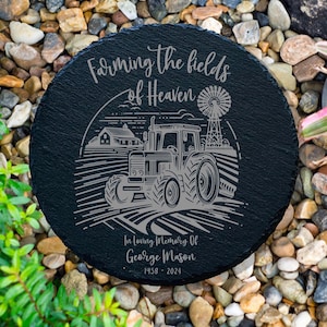 Farming In Heaven Farmer Memorial Garden Stone, Sympathy Gift, Grave Marker, Keepsake, Remembrance, Bereavement Gift, Loss of a Loved One image 1