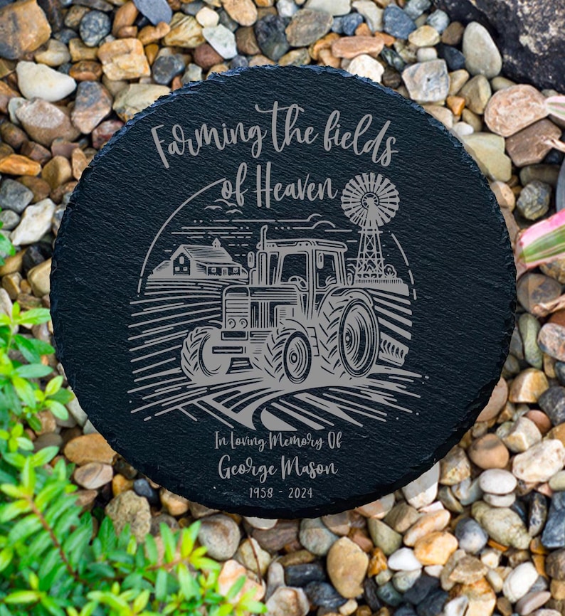 Farming In Heaven Farmer Memorial Garden Stone, Sympathy Gift, Grave Marker, Keepsake, Remembrance, Bereavement Gift, Loss of a Loved One image 1