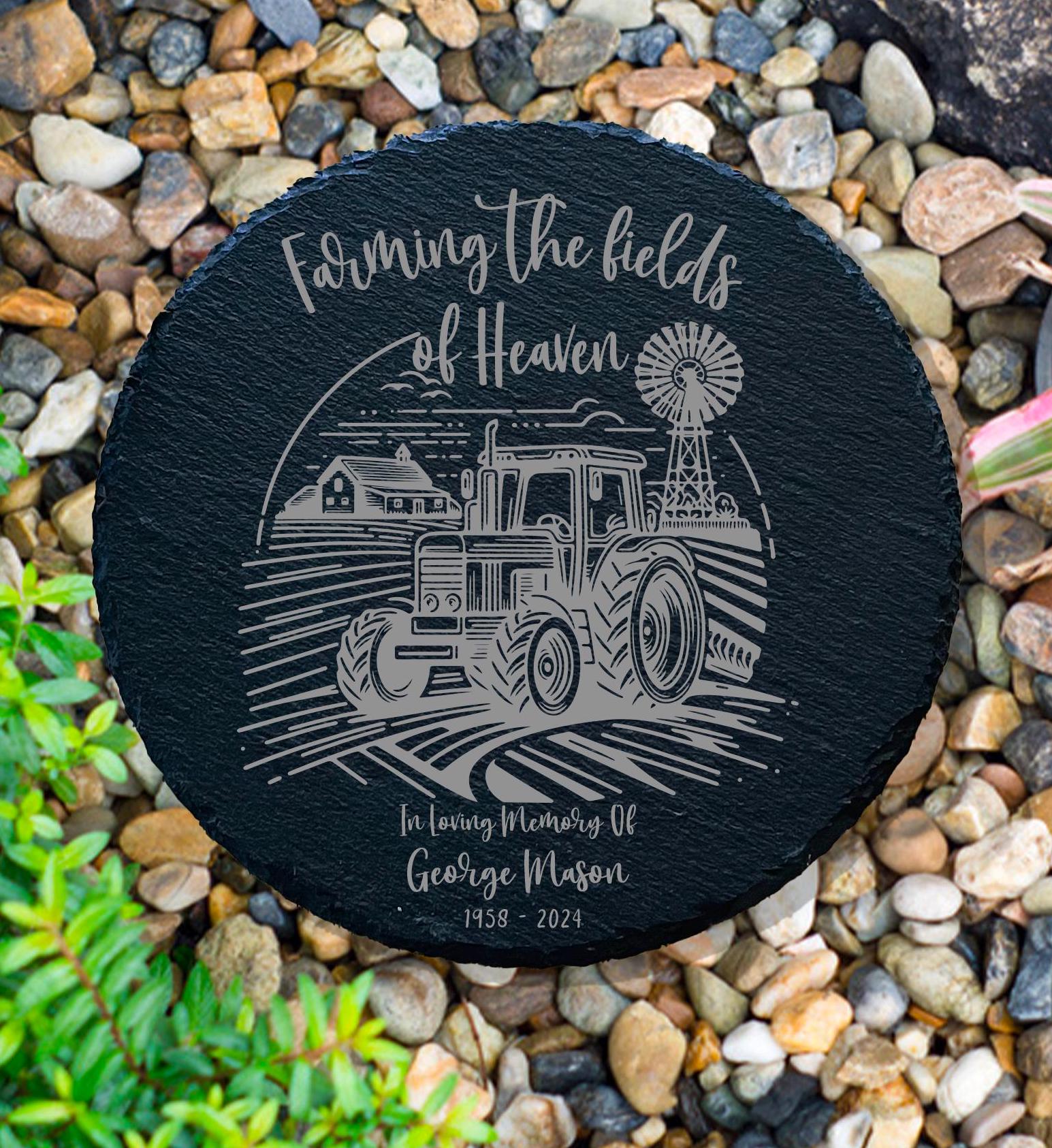 Farming In Heaven Farmer Memorial Garden Stone,  Sympathy Gift, Grave Marker, Keepsake, Remembrance, Bereavement Gift, Loss of a Loved One