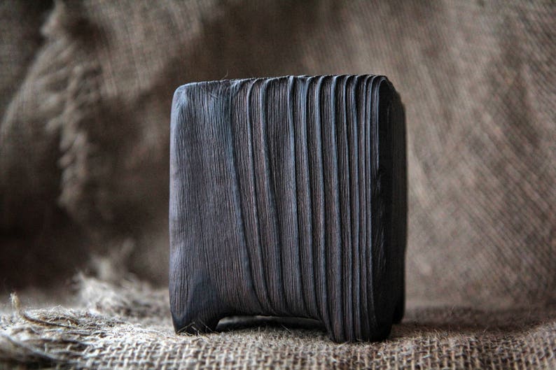 Rustic black wood candle holder Distressed wood Charred wood Etsy