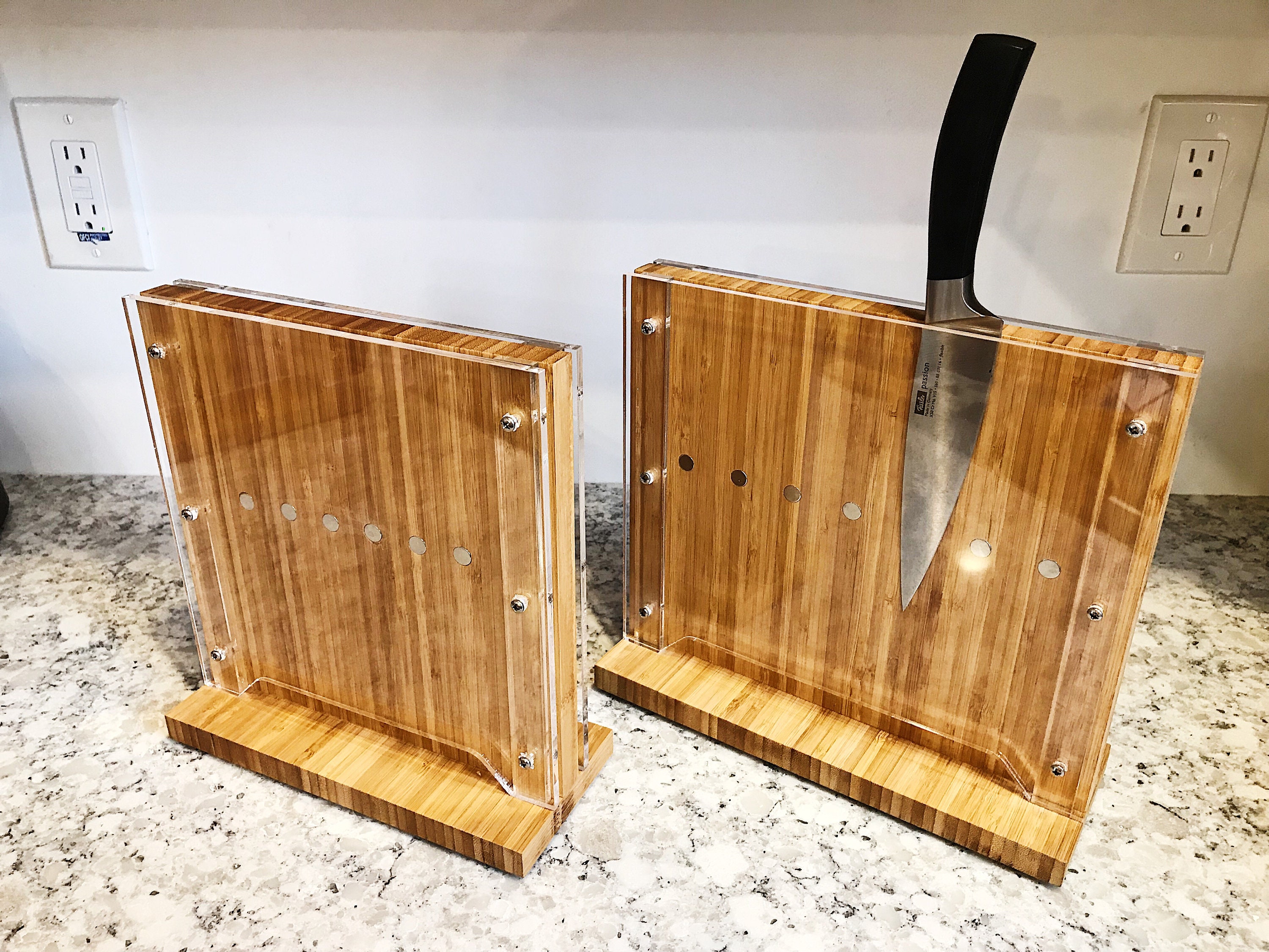 Large Wood Knife Block 10.5 wide Etsy