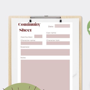 Kontinuitetsblad för hår och smink - RED - Film och TV - Nedladdningsbar, ifyllbar och utskrivbar PDF - organisationsverktyg - Mall