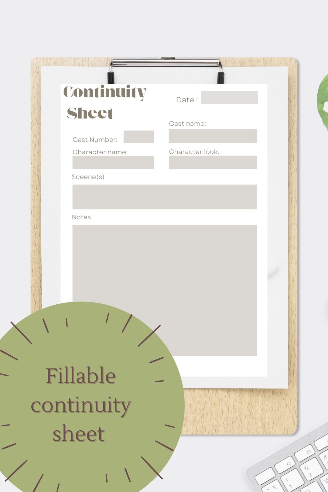 Hair and Makeup Continuity Sheet - GREY - Film and TV - Downloadable ...