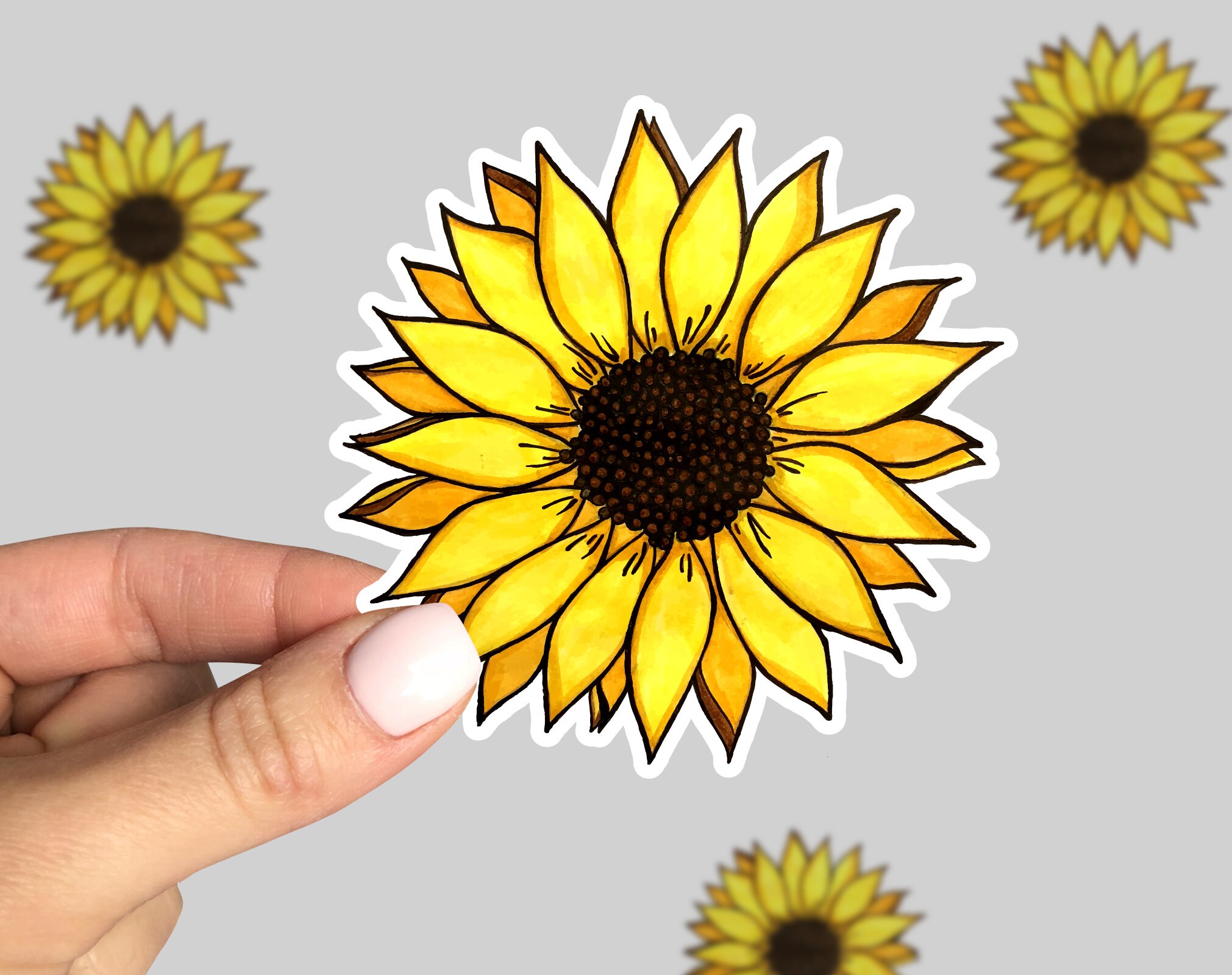 Sunflower Sticker Sunflower Laptop Sticker Sunflower Car Etsy