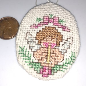 Vintage Counted Cross Stitch Angel Ornament***