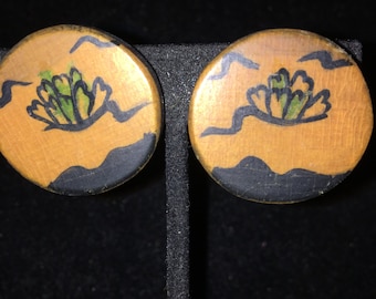 Vintage Wooden Clip Earrings*