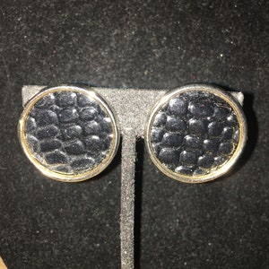 Vintage Round Clip Earrings with a Textured Black Center*