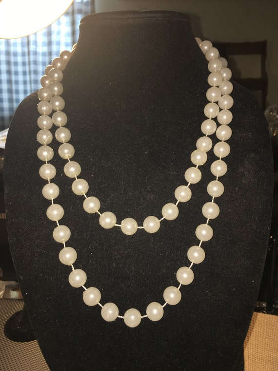 Vintage Long White Pearl Necklace***