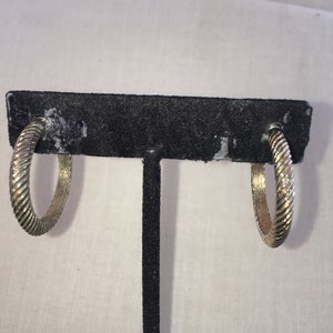 Vintage Silver Tone Twisted Hoop Pierced Earrings*