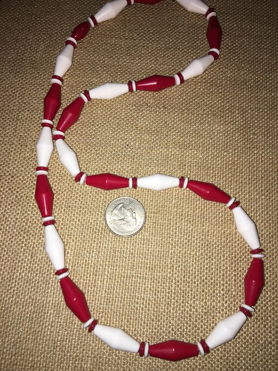 Vintage Red and White Lucite  Necklace## - image 2