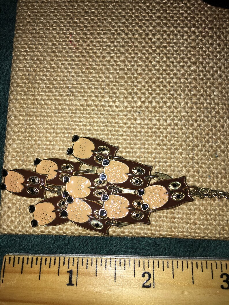 Retro Owl Cluster Dangle Gold Tone Necklace*