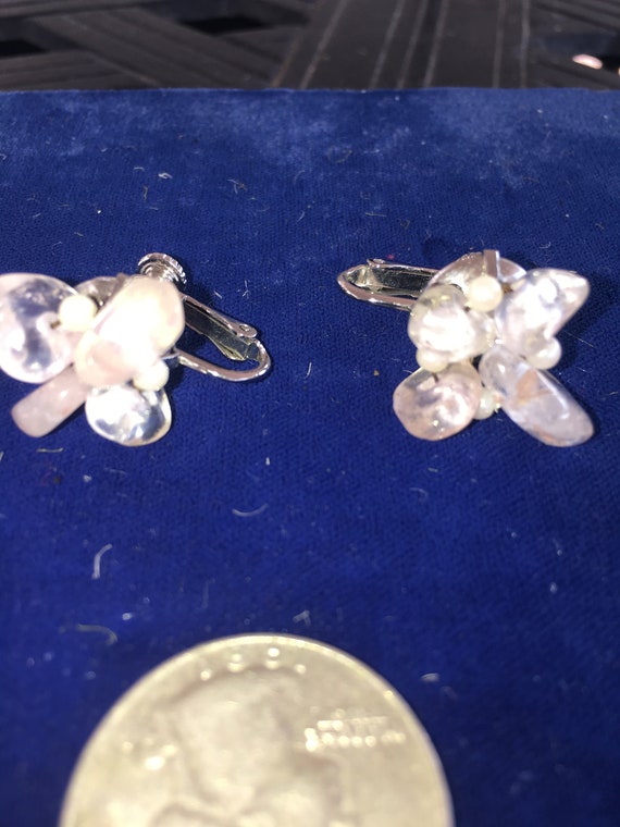 Vintage Rose Quartz and Tiny White Beads Screw Ba… - image 5