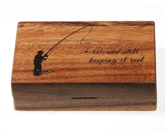 Personalised Fly Fishing Box: Walnut | Rustic Personalised Fishing Gift