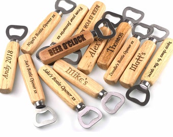 Engraved Wooden Bottle Opener – Personalised Gift for Him