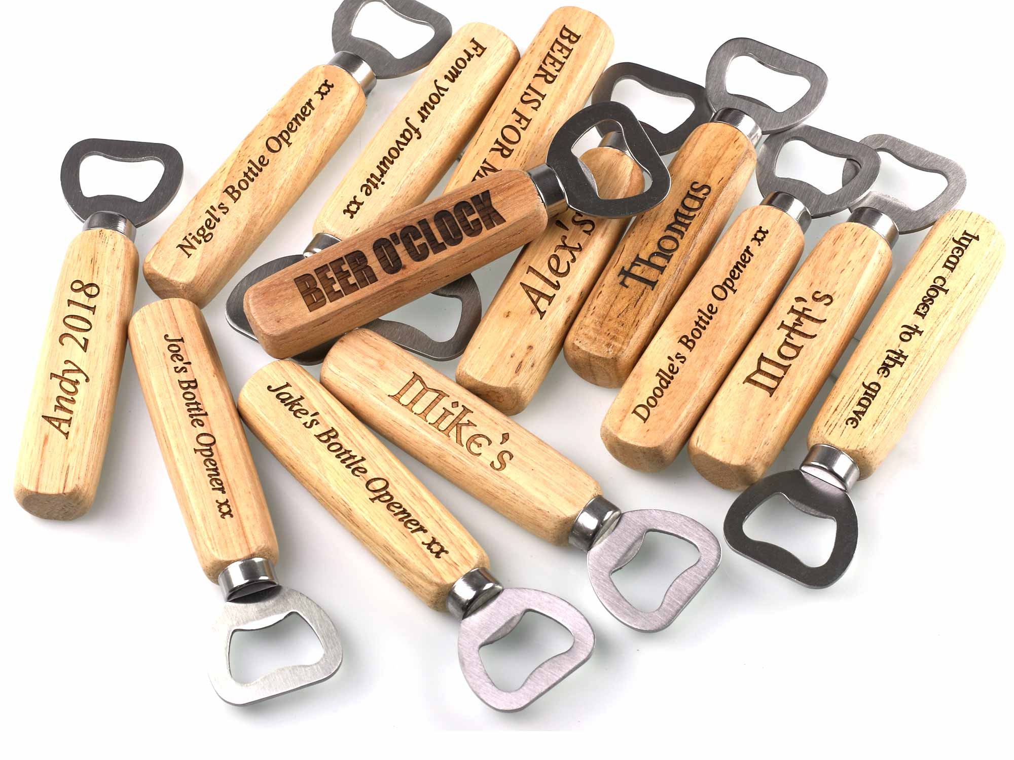 Personalised Bottle Opener Engraved Both Sides Wood And Etsy