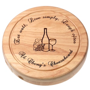 Personalised Cheese board Gift Set - New Home, Wedding Gift, Christmas Present, Anniversary, Birthday, house warming, 19cm Diameter