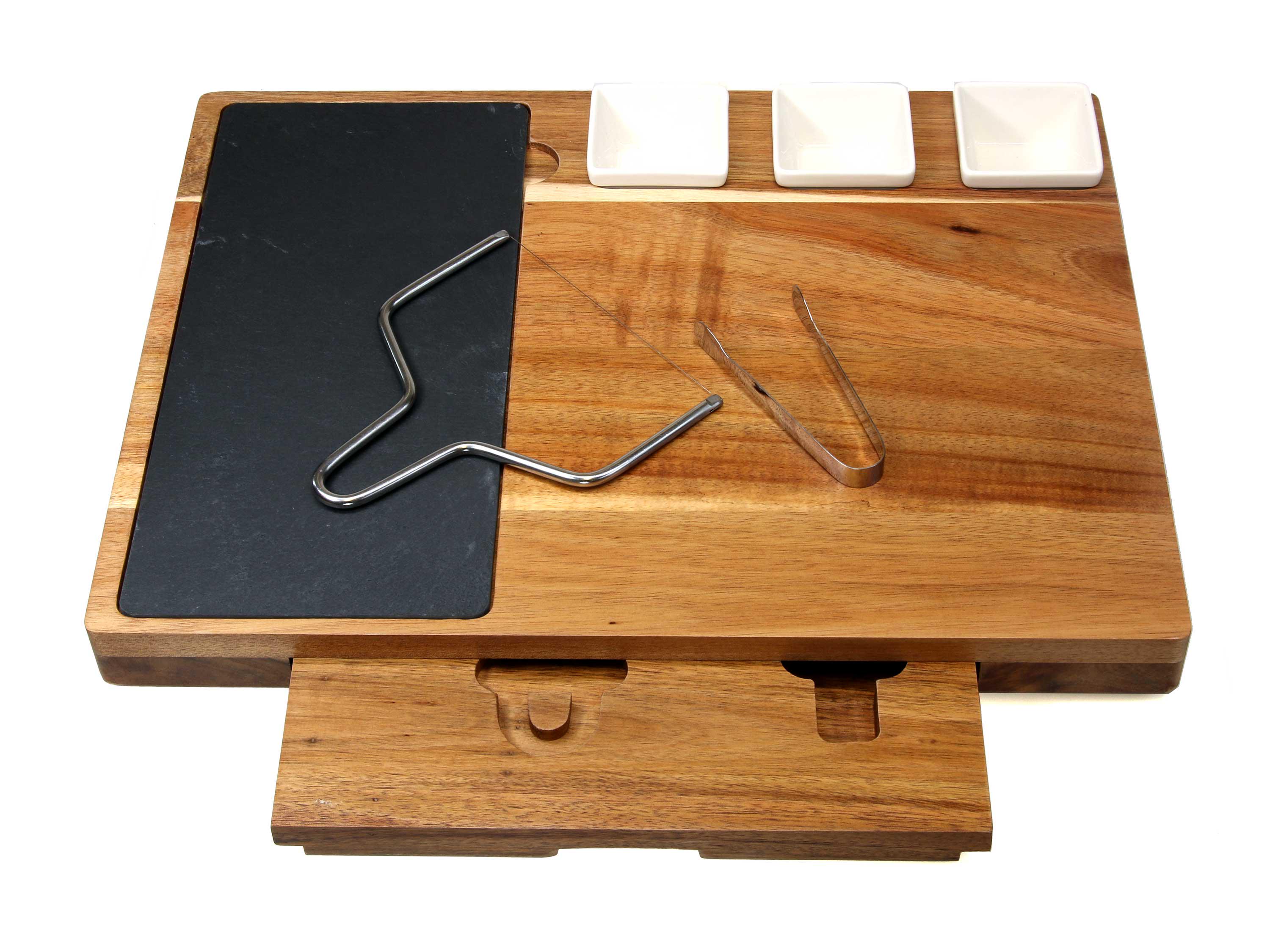 Personalised Wood Cheese Board • Engraved Slate Serving Set • Acacia ...