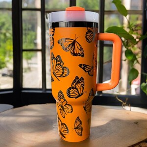 Butterfly Engraved 40oz Tumbler: Sunflower Accent