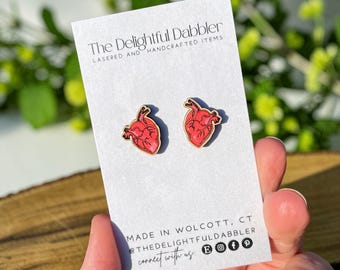 Anatomical Heart Stud Earrings, Human Heart Earrings, Doctor Medical Earrings, Cardiologist Gift, Cardiologist Graduate, Cardiac Nurse Gift