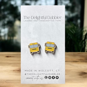 Hand-Painted School Bus Earrings: Teacher Appreciation Gift
