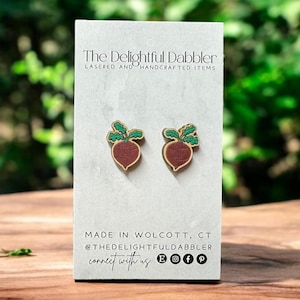 Wooden Beet Stud Earrings Hypoallergenic Stainless-Steel Posts