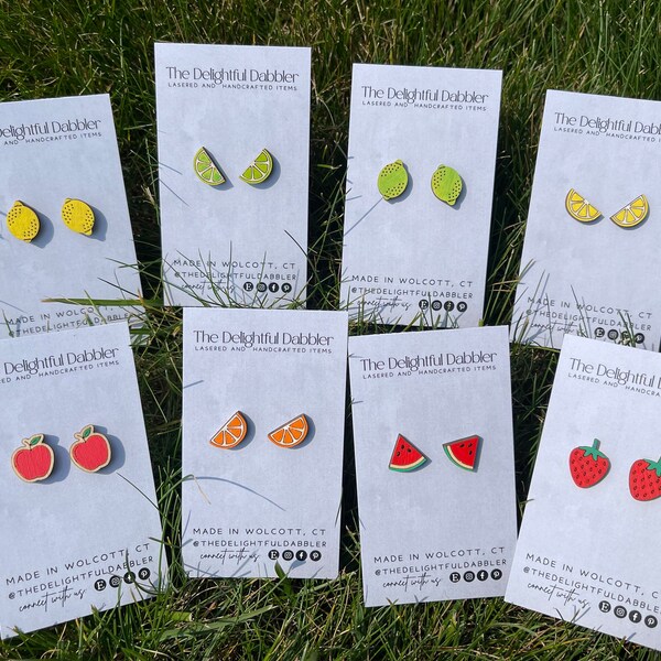 Fruit Earrings stud, Watermelon earrings, lemon earrings, lime earrings, strawberry earrings, summer jewelry earring, citrus earrings