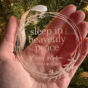 Personalized Infant Loss Memorial Ornament: Engraved Acrylic Angelversary Gift