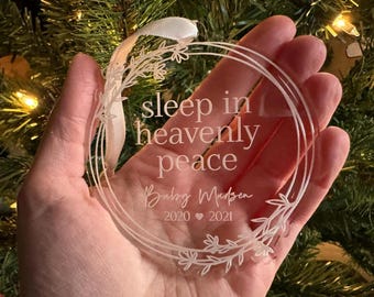 Personalized Infant Loss Memorial Ornament: Engraved Acrylic Angelversary Gift