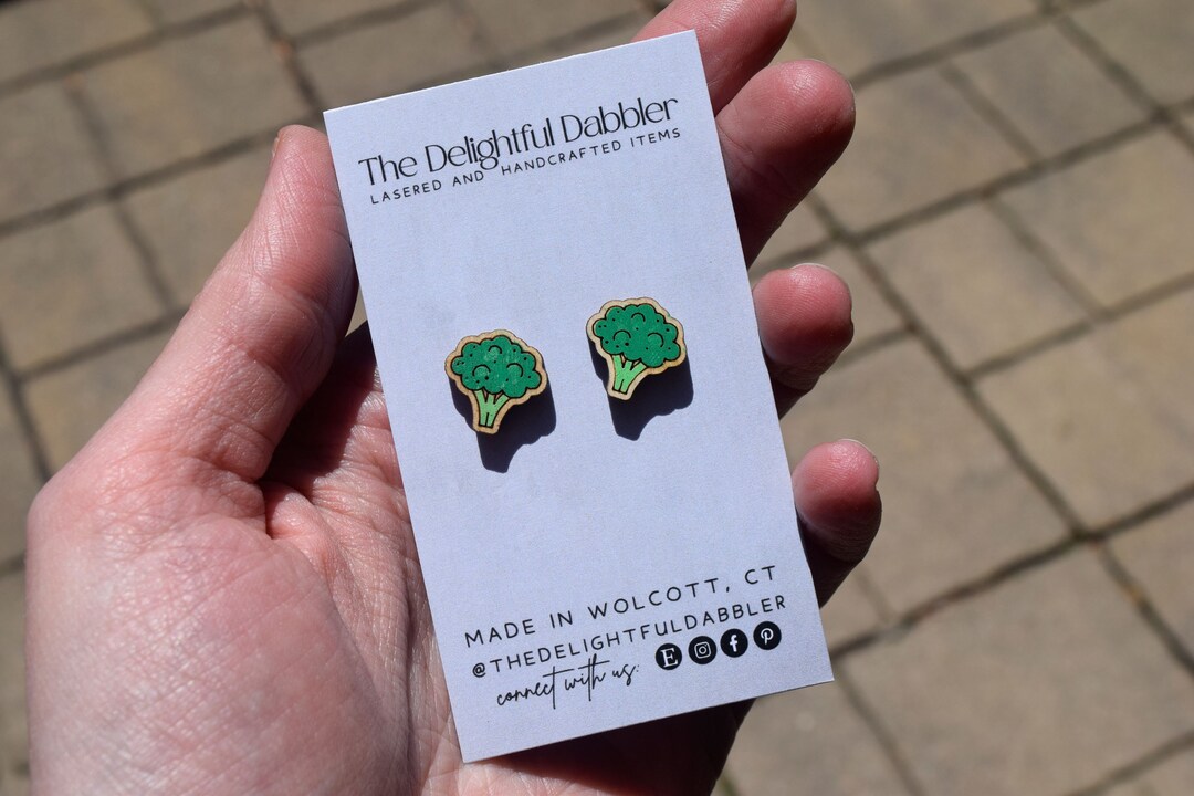 Broccoli Earrings Laser Cut Studs Food Earrings Stud Farm Etsy
