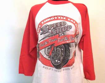 Vintage T-Shirt, Sturgis Speed Shop, 1970's 3/4 Sleeve