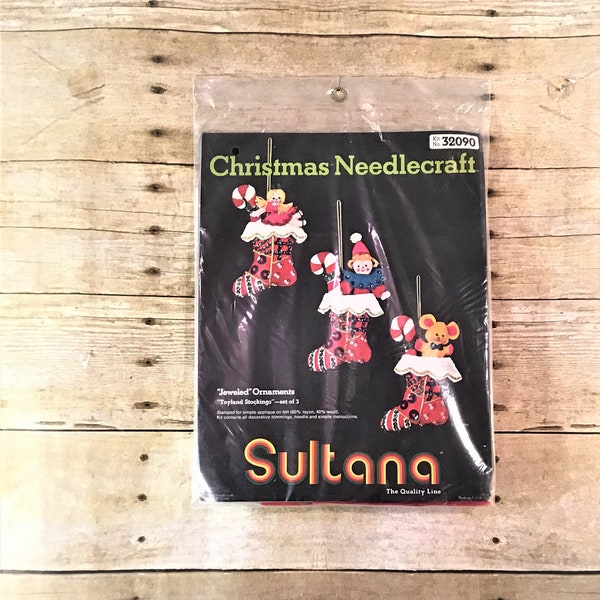 Sultana Christmas Needlecraft, Jeweled Felt Ornament Kit, Toyland Stockings