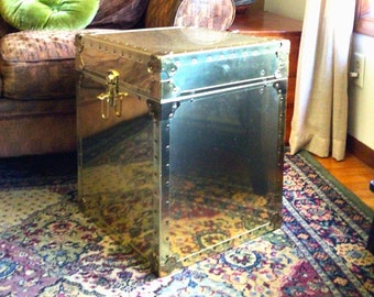 Luggage Gallery Cube Brass Storage Trunk / End Table