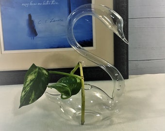 Vintage Glass Swan Propagation / Air Vase