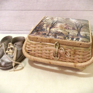 Vintage Imperfect Sewing Basket Caddie