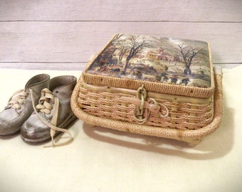 Vintage Imperfect Sewing Basket Caddie