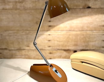 Lampe de bureau vintage Hamilton à col de cygne marron cacao