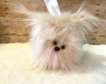Fuzzy Puppy Tissue Box Cover, White Wookiee