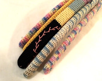 5 Vintage Crochet Clothes Hangers, doily type