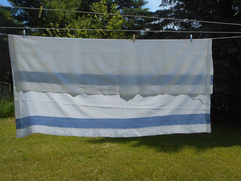 dust blue rose trim Vintage Damask Tablecloth