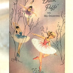 Vintage lege doos met wenskaarten, ballerina's