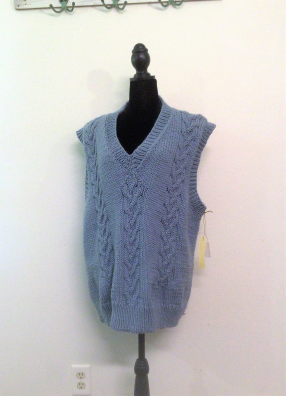 Hand Knit Oversized Cable Knit Sweater Vest