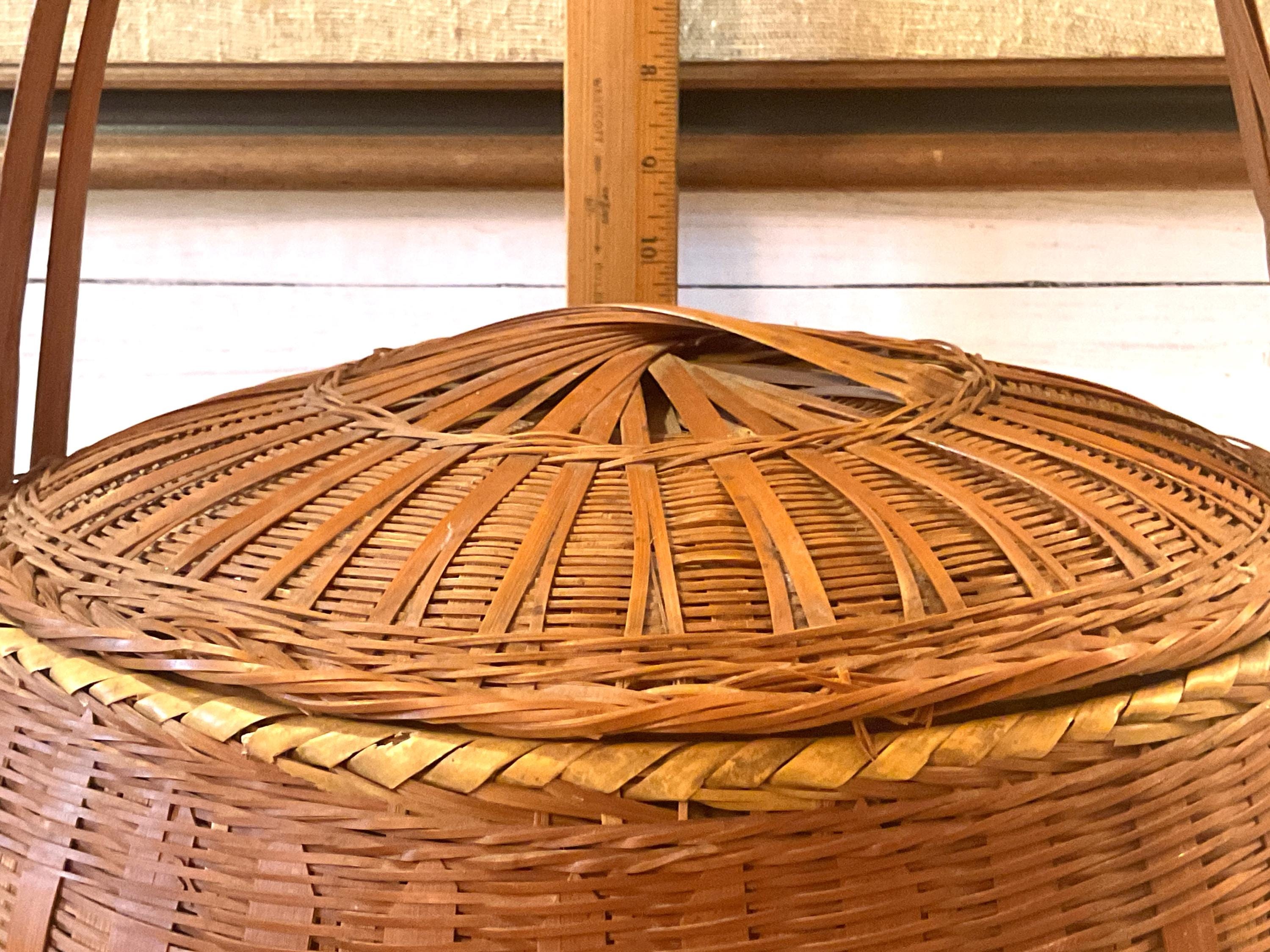 ヴィンテージ ウィッカー ラタン 中国製裁縫用バスケット / 収納