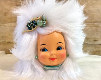 Groen-wit Fuzzy Girl - Doll Face Kleenex Tissue Box Cover