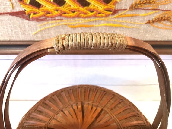 ヴィンテージ ウィッカー ラタン 中国製裁縫用バスケット / 収納